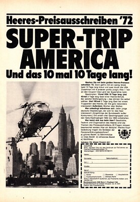 3w21863/ Alte Reklame aus 1972   SUPER TRIP AMERICA - Heeres-Preisausschreiben