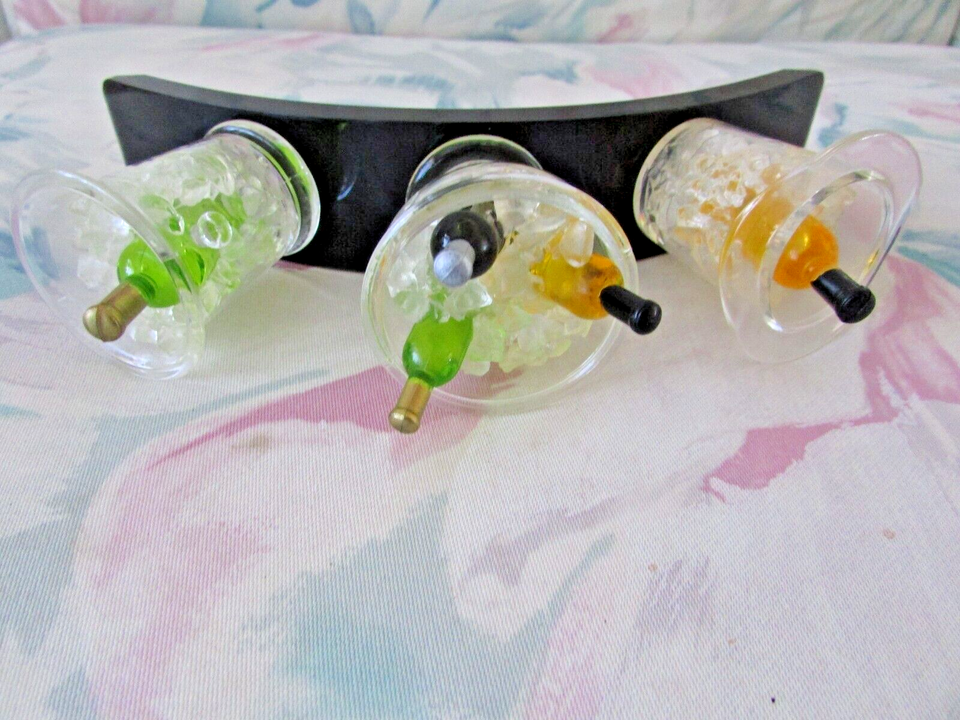 Barware Art Lucite Wine Bottle Stoppers Ice Buckets with Display Stand