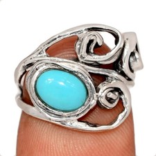 Natural Kingman Turquoise 925 Sterling Silver Ring Jewelry s.5 CR73323