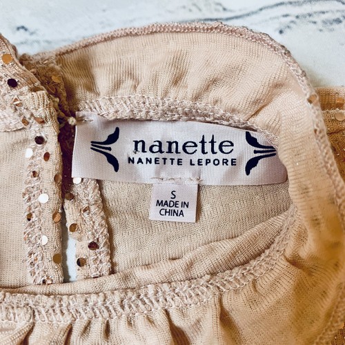 Nanette Lepore Size S Sequin Sleeveless Top Blouse High Neck Peach Pink Fairy - 第 3/8 張圖片
