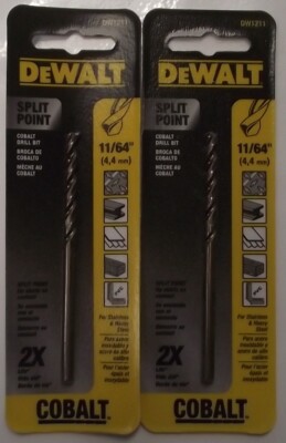 DEWALT DW1211 11/64-Inch Cobalt Split Point Twist Drill Bit 2pcs.