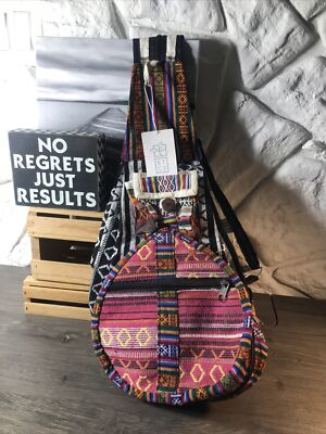 Ethical Trade Co. Magical Black Multi Aztec Print ZIP Backpack New With Tags