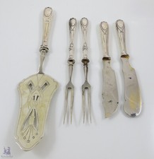 Antike 800er Silber Jugendstil Vorliegebesteck, deutsche Handarbeit (E4892)