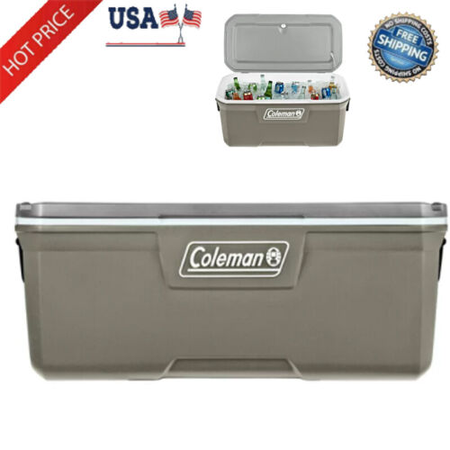 120QT Hard Chest Cooler Outdoor Camping Ice Box for Barbecue Party, Silver Ash