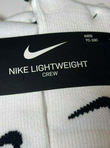 NEW TWO PAIR NIKE CREW SOCKS WHITE KIDS 7C-10C - Picture 3 of 11