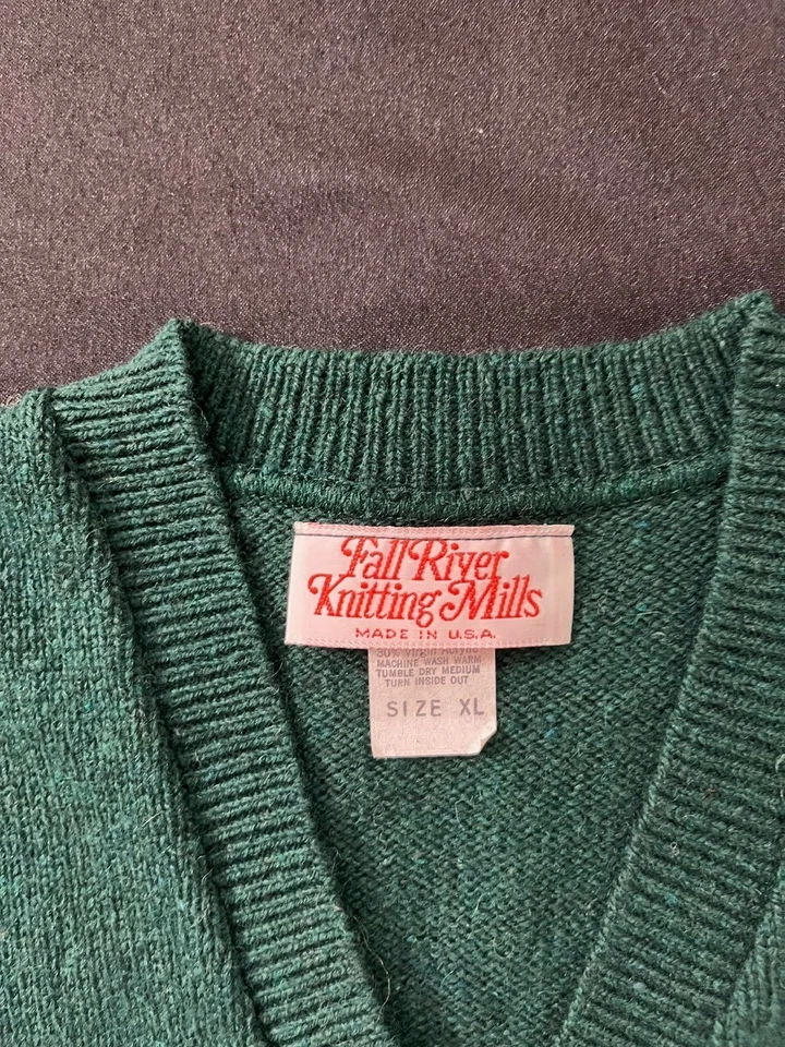 Chaleco Fall River Knitting Mills, Lana Shetland De Colección, Verde, XL - EE. UU. Foto 2 de 4
