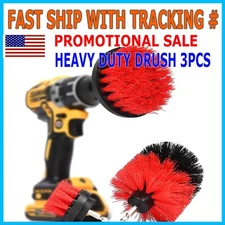 Heavy Duty 3PCs Auto Detailing Drill Brush Kit  Tile Carpet Grout Power Scrubber