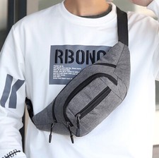 Fanny Pack Belt Waist Bag Crossbody Chest Sling Shoulder Pouch Gray Men  Women