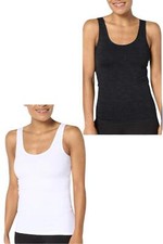 Breezies Women's Seamless Floral Reversible Neckline Tank Black/White