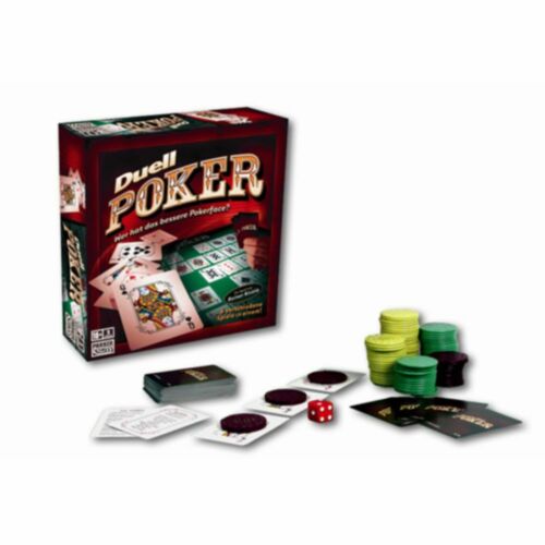 Hasbro - Brettspiel - Duell Poker Kartenspiel Pokerchips Spielkarten 2 Spieler - Picture 1 of 3