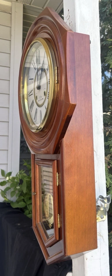Reloj de Pared Regulador Escolar Caída Larga Waltham Mediados de Siglo De Colección - VER VIDEO Foto 2 de 4