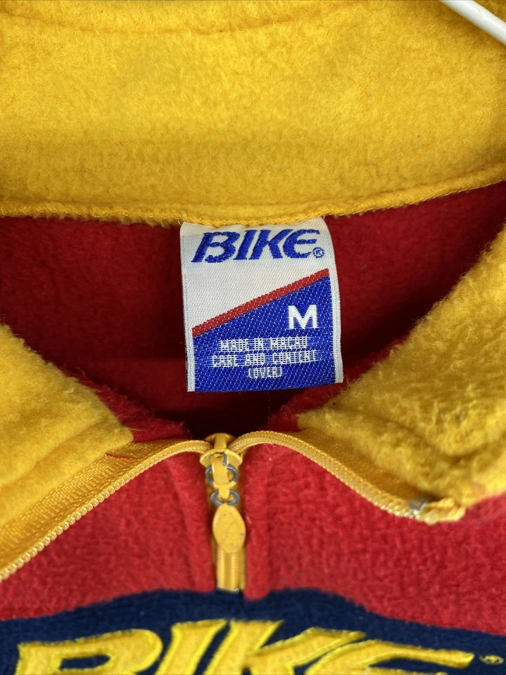 Pullover polar vintage años 90 bordado bicicleta 1/4 cremallera juvenil talla M bloque de color Foto 3 de 4