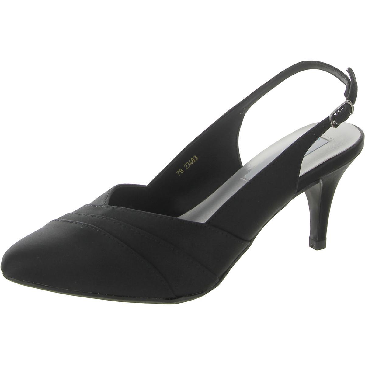 Dyeables женские черные атласные туфли на высоком каблуке Poppy с ремешками на заднике 7 средних размеров B M BHFO 8107 6390₽