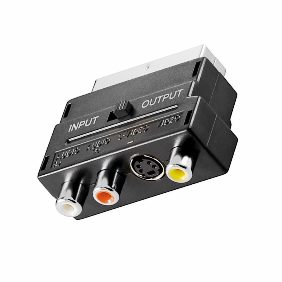 TECHSIDE S-Video SCART Adapter – Mit IN/OUT Schalter, Für VHS Grabber & Converter