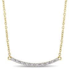 Amour 10k Yellow Gold Diamond Bar Necklace