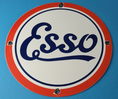 #ad Vintage Esso Gasoline Porcelain Sign Gas Service Station Filling Station Sign $135.37