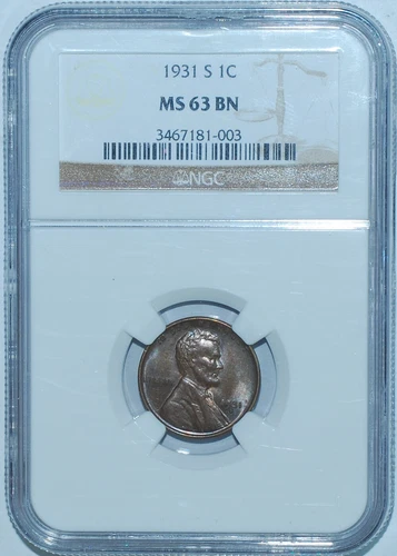 1931 S NGC MS63BN Brown Lincoln Wheat Cent
