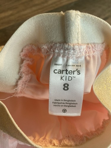 NWOT Carters Girls 7 8 mid thigh Tutu Skirt Pink floral applique Toile Cotton - Picture 7 of 7