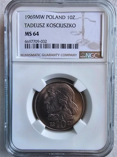 Poland 10 Zloytch 1969MW Tadeusz Kosciuszko NGC MS 64