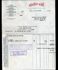 LYON (69) OILS & FATS "Sté AUTO-OIL / formerly A. LA SELVE & Cie" 1934