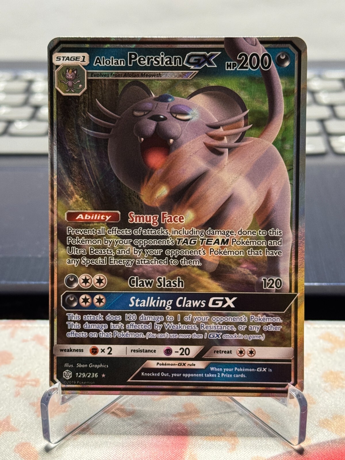 Alolan Persian GX 129/236 Sm-Cosmic Eclipse Holo