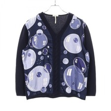 HERMES BAL DE BULLES knitwear sweater XL silk cashmere Navy Blue Used Women