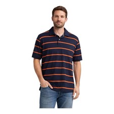 Tommy Hilfiger Men  s Striped Polo Shirt Navy  Orange Size XL New with Tags