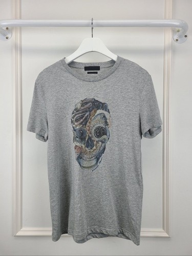 T-shirt Gildan Gris à Têtes De Crâne - Taille L, Coton, Occasion Très Bon état