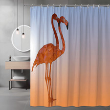Flamingo Shower Curtain Orange Blue Gradient Graphic Print