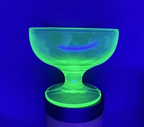 Uranium Vintage Green Depression Glass Footed Sherbert Dish