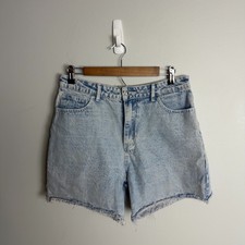 SHEIN Acid Wash Denim Shorts Women's Size Large High Rise Frayed Raw Hem