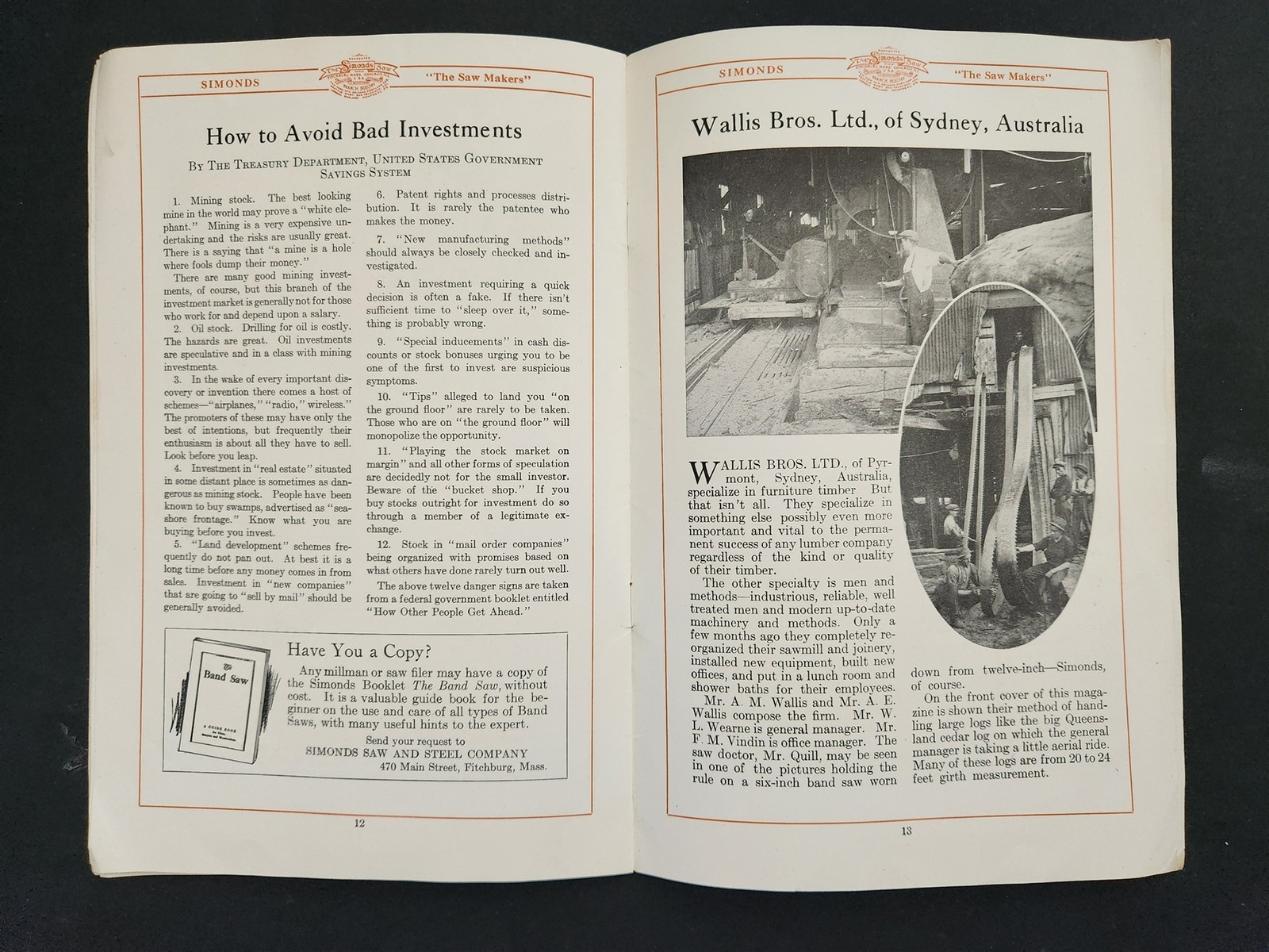 1925 antique SIMONDS MILLMEN GUIDE sawmill logging knives CHASE SAWS lot