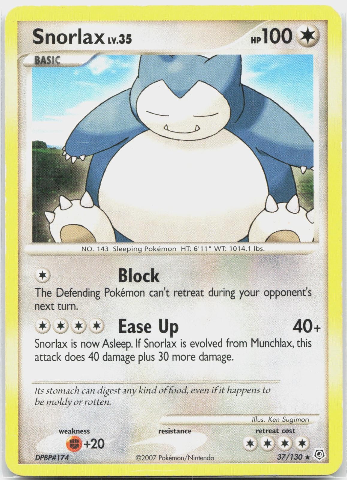 Snorlax 37/130 Rare Diamond & Pearl Pokemon HP