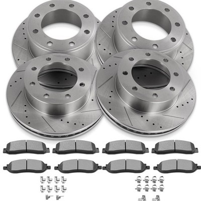 R1 Concepts Front Rear Brakes And Rotors Kit |Front Rear Brake Pads| Brake Rotors And Pads| Super Duty Brake Pads And Rotors | Brake Drums, Hardware