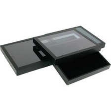 3 Black Velvet Jewelry Pad Display  Acrylic Lid Tray