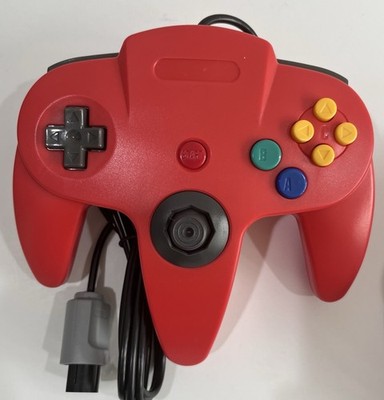 Red Wired Controller Compatible With Nintendo 64  Joystick Video Game Console