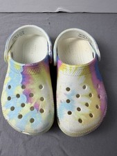 Crocs Classic Clog Size C9 White Pastel Tie Dye Rainbow Clogs Sandals Waterproof
