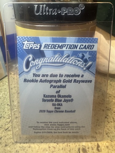 2026 Topps Chrome - Rookie  Kazuma Okamoto Gold Raywave Auto /50 RC Redemptio