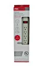 ProTouch 8 Outlet Surge Protector Power Strip 90 Joules 1.75ft Cord UL Listed
