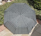 LONDON FOG UMBRELLA BLACK GREEN CHECK AUTO OPEN CLOSE OVERSIZE NWT
