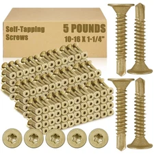 Yaocom 630 Pcs Wood to Metal Screws Bronze Self Drilling #10-16 x 1-1/4" Meta...