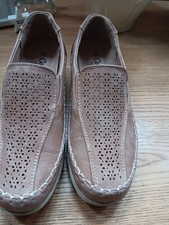 Ladies Cotton Traders Moccasin Style Slip On Wedge Shoe Elasticated Sides