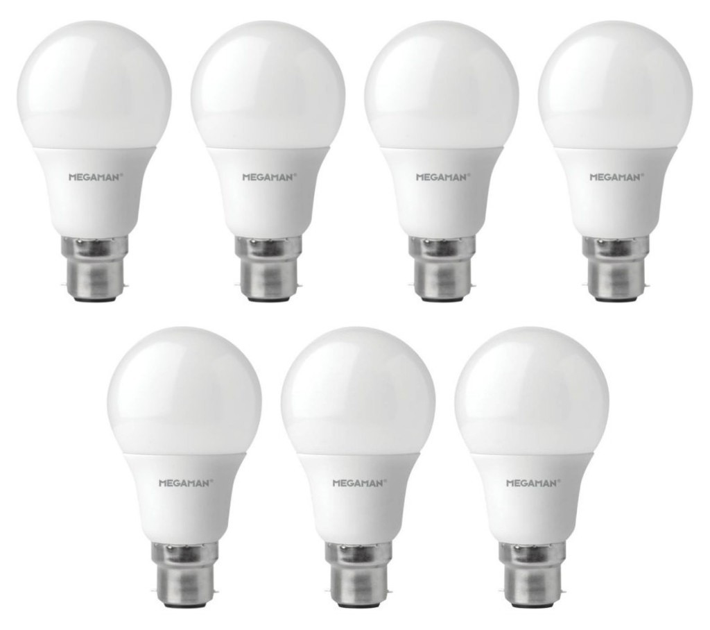 7 x Megaman 142534 Classic Opal LED GLS Lamps / Bulbs B22 BC 2700K Warm White