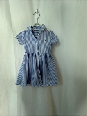 Ralph Lauren Blue Striped Cotton Polo Dress for Kids