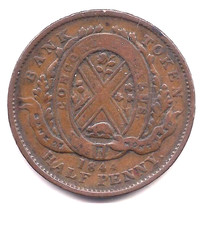 1844 Bank of Montreal Half Penny Token (PC-1B1)-- Chocolate Patina !!