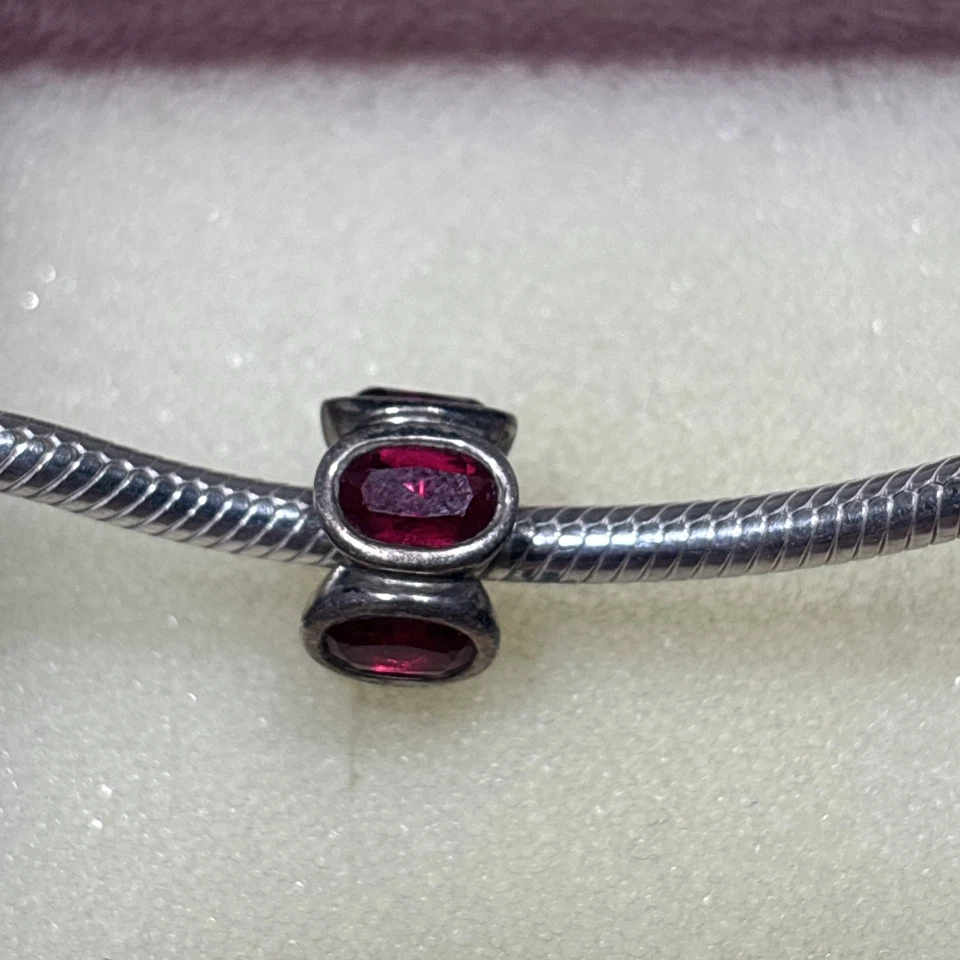 Pandora Retired Sterling Silver with Synthetic Ruby Oval Lights Bead - 790311SRU - Image 2 of 4