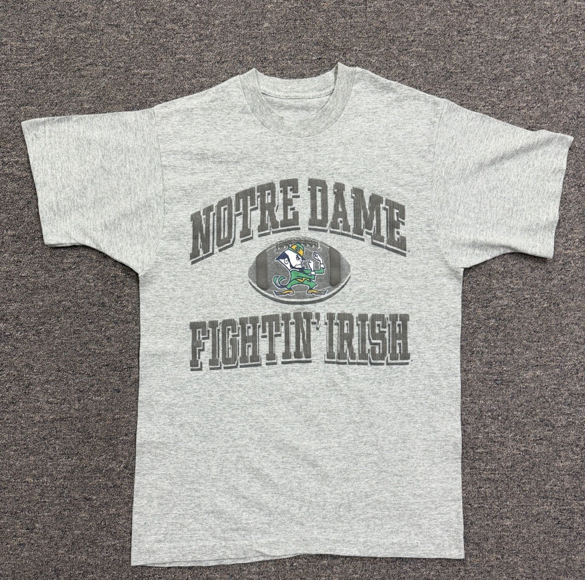 Vintage 90s Single Stitch Grey Notre Dame Fightin’ Irish Tee.