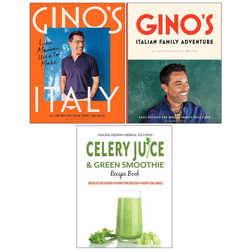 Gino's Italy,Italian Family Adventure HB,Celery Juice Green Smoothie 3 Books Set