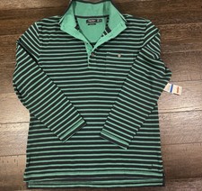 Nautica Mens Green Navy Stripe Jersey Knit Long Sleeve Sweater XL Slim NWT