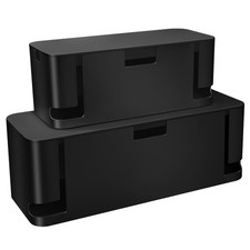 Cable Management Box Black, 2Pack Cord Organizer Box Extra Large and Medium ...